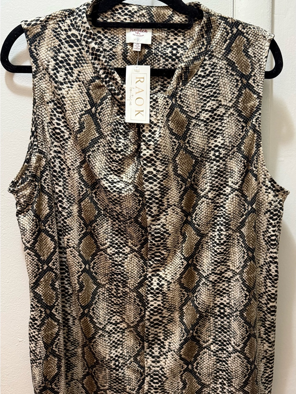 Hayden Los Angeles Snake Print sleeveless Womens top - Brown/Black/Cream